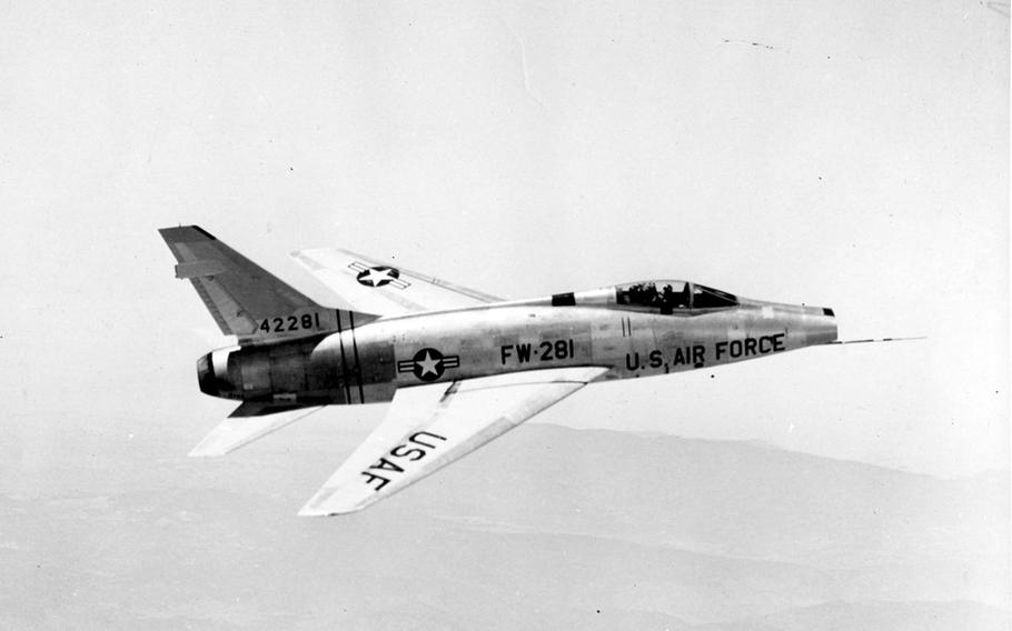 The North American F-100D was the world’s first airplane capable of flying faster than the speed of sound, or 760 mph. When production ended in 1959, 2,294 of the aircraft had been built, most featuring cannon, missile, rocket and bomb warfare capability.