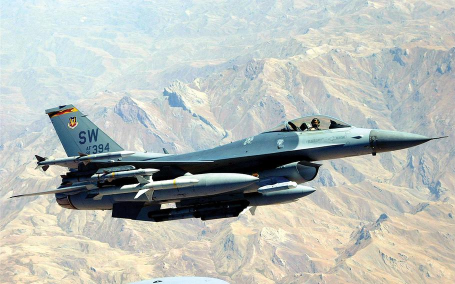 Development of the F-16A fighter began in the 1970s and the more popular, upgraded F-16C came in the early 1980s. The jet, used by many other countries—including Israel, Egypt and South Korea—can fly 1,500 mph and carry up to 12,000 pounds of missiles and bombs.