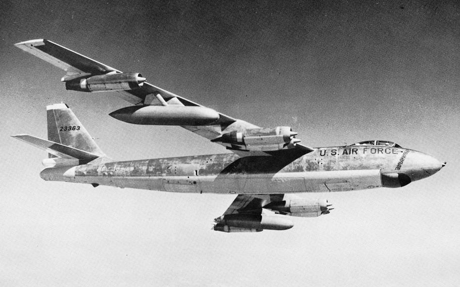 Like the B-29 before it, Boeing made countless versions of the B-47 bomber, but started making the B-47E in 1953 and built 1,591 through the middle of the 1960s. The B-47E had rocket assisted takeoff packs from General Electric, could fly over 600 mph and had a range of about 3,500 miles, depending on payload.