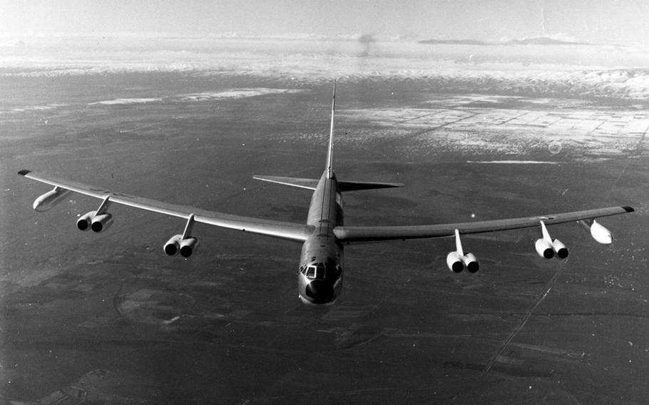 The first B-52s were ordered in 1951, and several Stratofortress versions later the Boeing B-52D was used extensively in the Vietnam War. The six person crew could reach a top speed of 638 mph, and had a range of 3,305 miles while carrying up to 60,000 pounds of bombs.