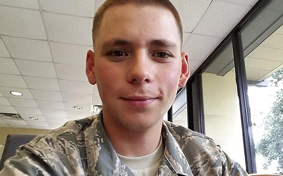 Airman Alexander L. Driskill, formerly assigned to the 31st Fighter Wing at Aviano Air Base, Italy, seen here in a 2016 photo from his Facebook page, was found guilty on Nov. 5, 2019, at Buckley Air Force Base, Colo., of sexually assaulting a child and possessing and viewing obscene images.  Driskill is serving a 40-year jail term for the offenses.