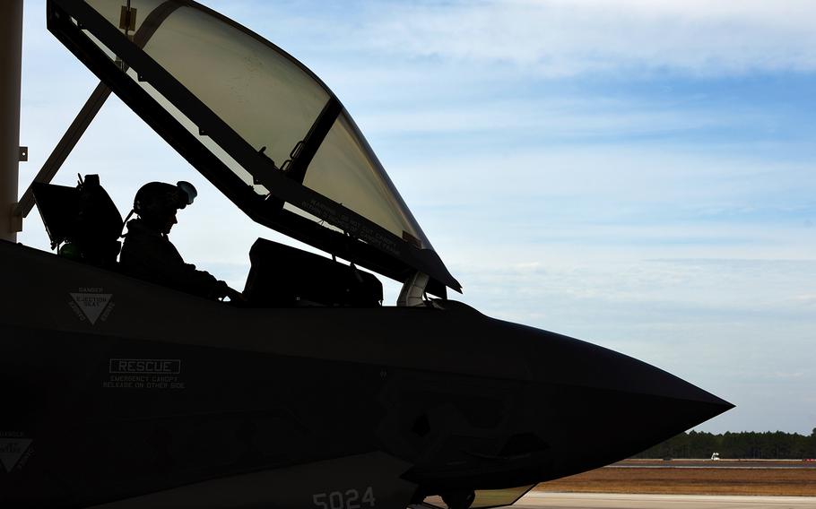 An F-35A Lightning II is seen before takeoff at Tyndall Air Force Base, Fla., Dec. 8, 2016.