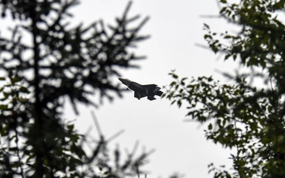 An F-35A Lightning II assigned to the 388th Fighter Wing from Hill Air Force Base, Utah, flies near Eielson Air Force Base, Alaska, during the Red Flag exercise Aug. 10, 2020.