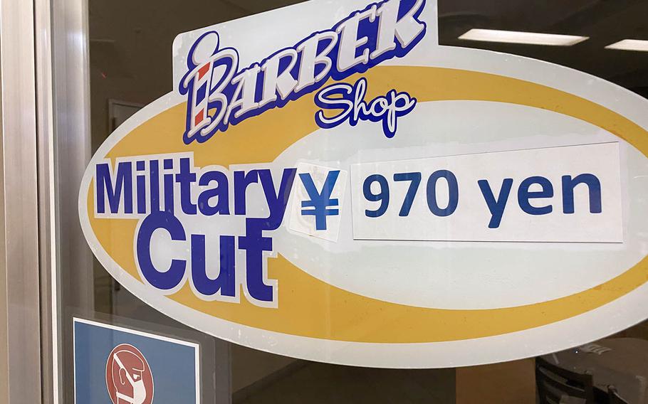 A barbershop at the home of U.S. Forces Japan in western Tokyo offers haircuts for 970 yen, about $9.20, Thursday, Oct. 1, 2020.