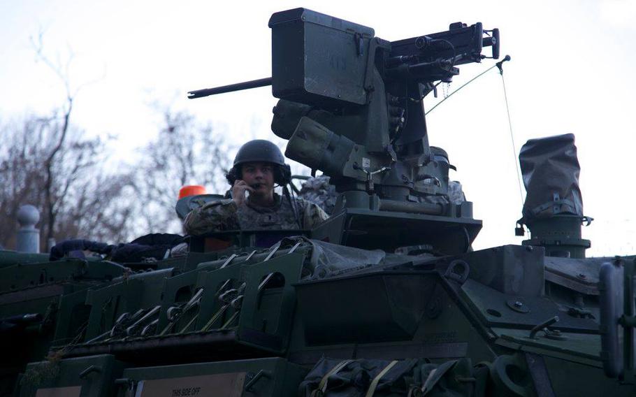 U.S. Army 1st Lt. Stephanie Hetland conducts security during a force protection exercise at Camp Stanley in South Korea in December 2016. Hetland was killed in a Texas car crash on Saturday, Nov. 18, 2017.