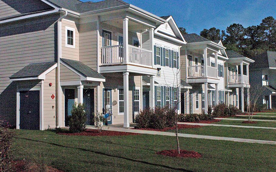 More than 86,000 residents live in privatized on-base housing, such as these houses at Fort Stewart, Ga.