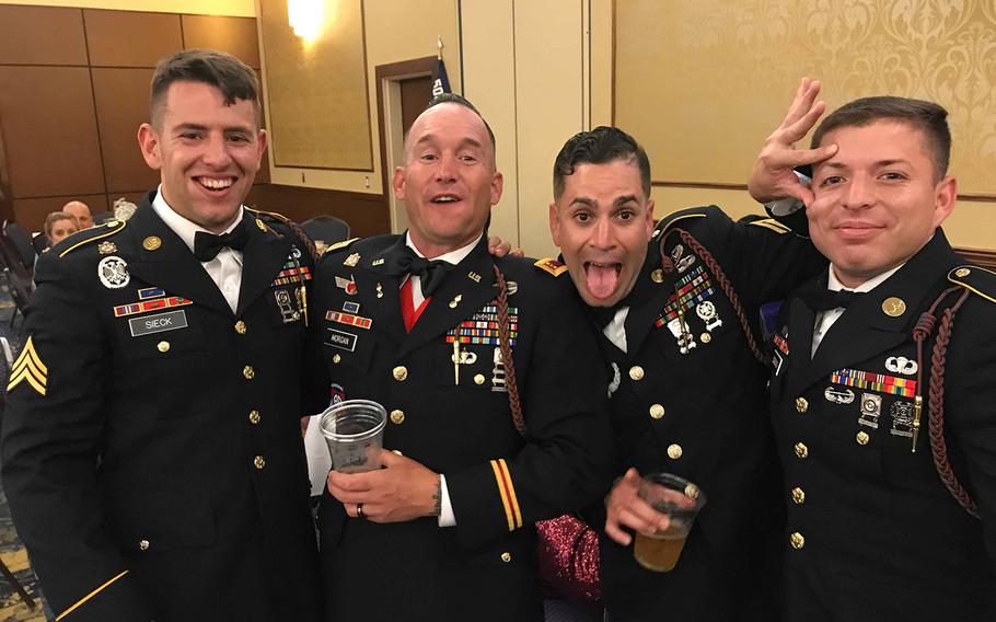 Sgt. 1st Class Elis A. Barreto Ortiz, 34, third from right, died when a vehicle-borne improvised explosive device detonated near his vehicle, the Pentagon said in a statement Friday, Sept. 6, 2019. 