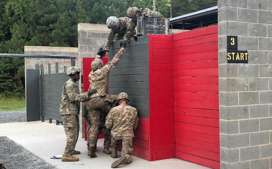 Pilot participants in the Battalion Commander Assessment Program work on problem-solving during the Leader Reaction Course at Fort Benning, Ga. in July 2019. The Army conducted two battalion commander assessment pilot programs at Fort Benning, Ga. this summer.