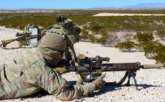 A 1st Stryker Brigade Combat Team, 1st Armored Division soldier fires the Squad Designated Marksman Rifle in Jan. 2019 at Fort Bliss, Texas. Between 5,000 and 6,000 of the new rifles will be delivered through mid-2021.  

