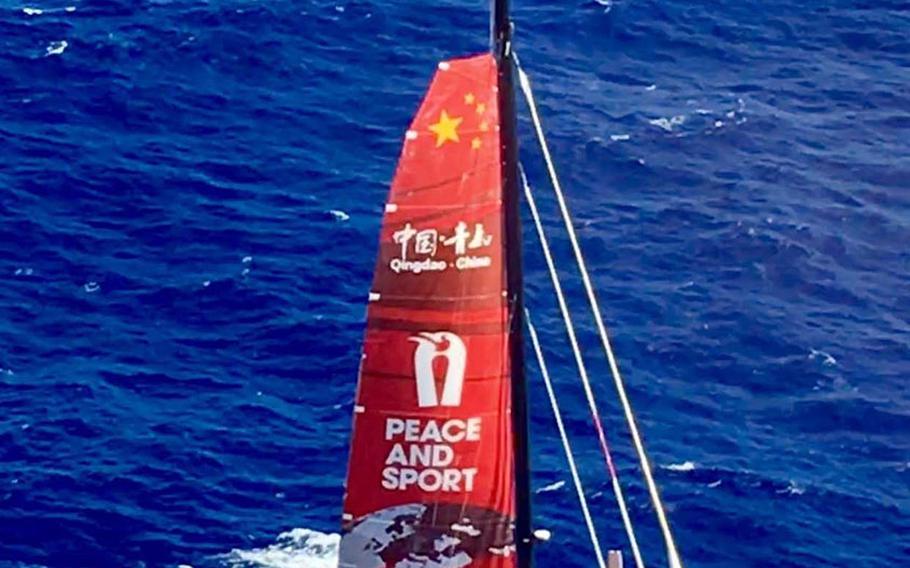 The Coast Guard is searching for a missing Chinese man, reported overdue while sailing aboard this 97-foot super trimaran from San Francisco to Shanghai, Oct. 25, 2016. Watchstanders at the Coast Guard Joint Rescue Coordination Center Honolulu received notification from Maritime Rescue Coordination Center China personnel that the vessel Quingdao China, with one person aboard, had not been heard from for 24 hours.