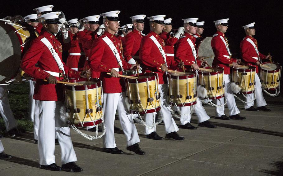 The U.S. Marine Band, "The President's Own," at the evening parade at Marine Barracks Washington, June 27, 2014.