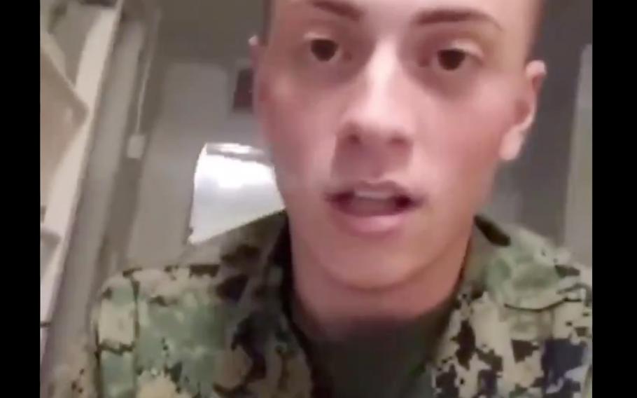 A Marine Corps spokesman identified the Marine in a video with racist content and threats of violence as Pfc. Jarrett Morford,