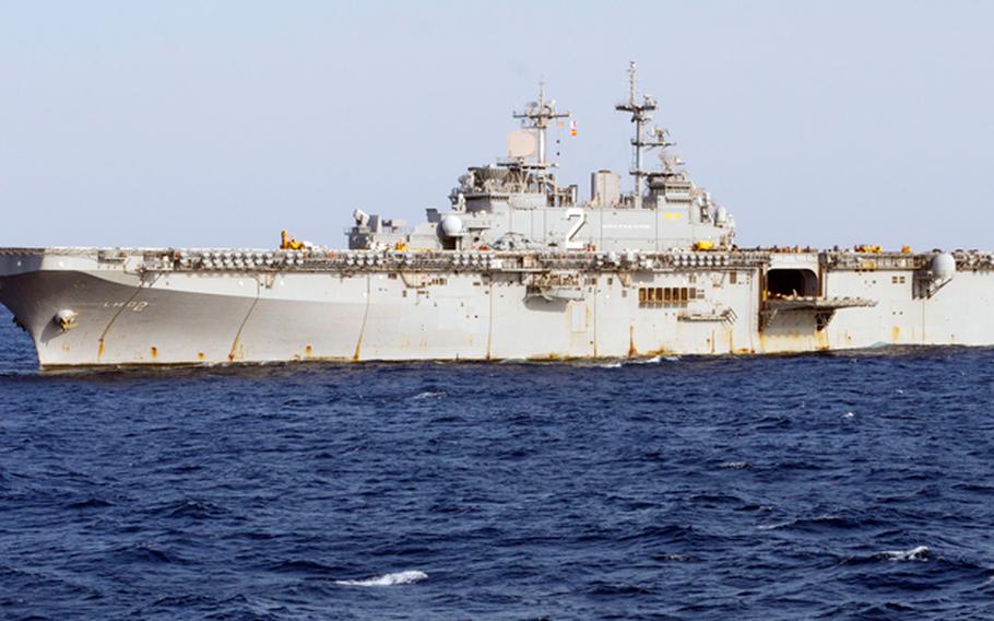 This undated image provided by the U.S. Navy shows the amphibious assault ship USS Essex in the Pacific Ocean.