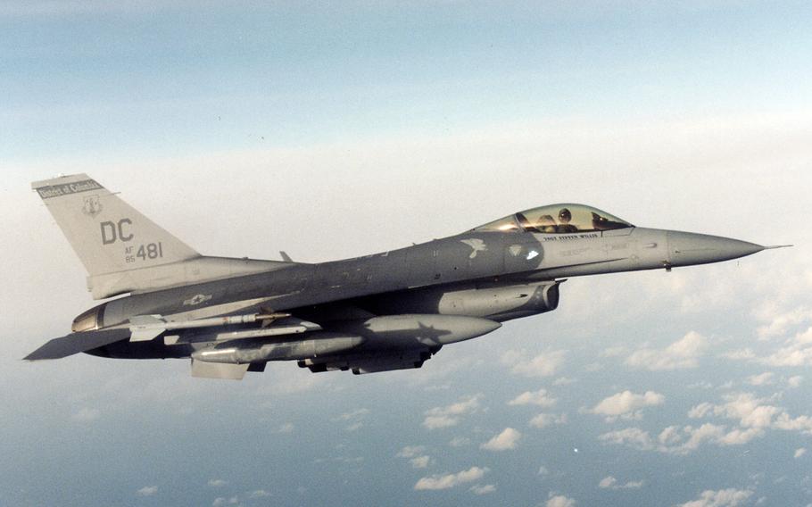 A D.C. National Guard F-16C in flight.