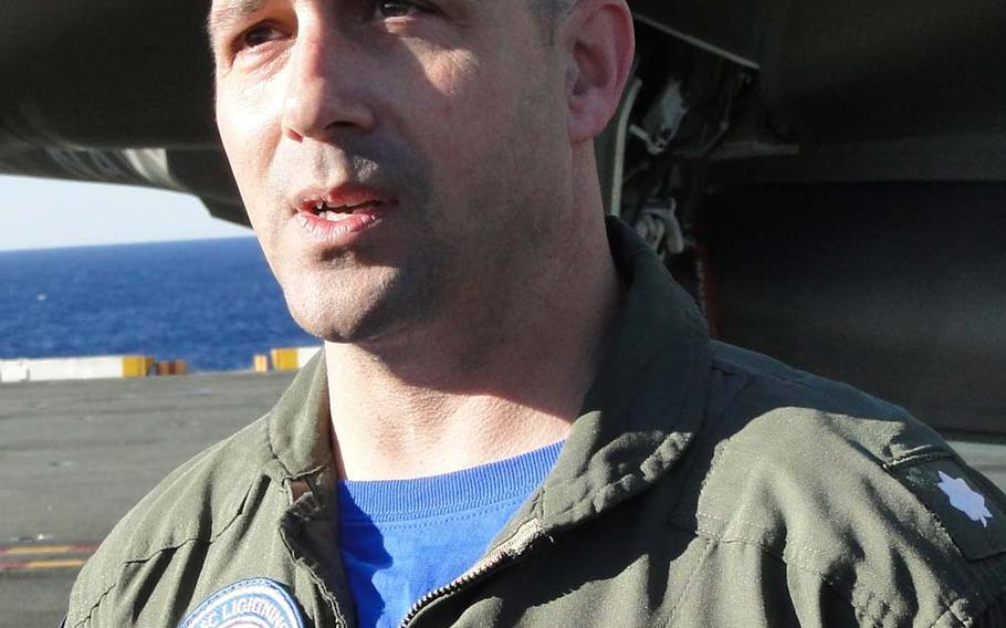 Cmdr. Tony "Brick" Wilson was the first pilot to land an F-35C on an aircraft carrier, Monday off the coast of San Diego. Wilson said he didn't feel like he was making history. "I felt like I was out here doing my job." 