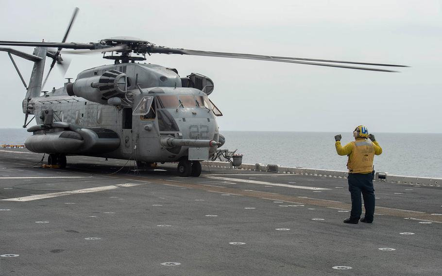 The Essex Amphibious Ready Group and 13th Marine Expeditionary Unit continued extensive search and rescue operations for a Marine who went missing. On Saturday, Aug. 11, the 13th MEU reported that the search had already covered more than 6,700 square nautical miles of water.