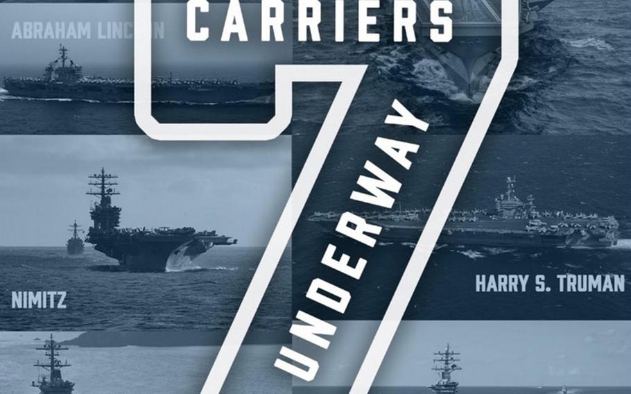 The Navy trumpeted on social media Friday, May 22, 2020, that seven of its 11 aircraft carriers are now underway.