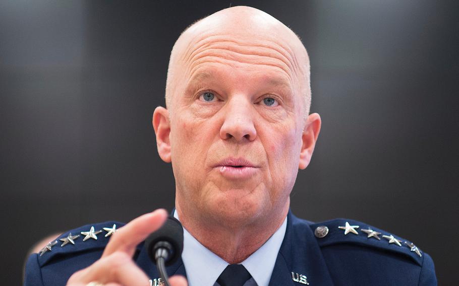 U.S. Space Force Commander Gen. John Raymond testifies during a House Armed Services Subcommittee on Strategic Forces hearing on Capitol Hill in Washington on Thursday, Feb. 27, 2020.