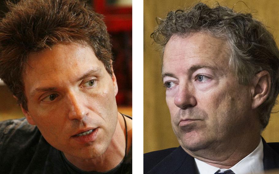 Songwriter Richard Marx, left, Tweeted that he would buy drinks for Sen. Rand Paul’s neighbor, who broke several of the senator’s ribs in a 2017 scuffle.