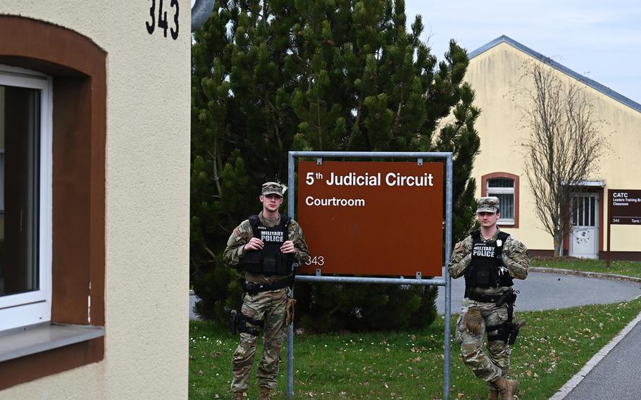 The courthouse at Rose Barracks in Vilseck, Germany, on March 22, 2024. A noncommissioned officer at Vilseck was convicted of battery following the March 2022 death of his 5-month-old son.