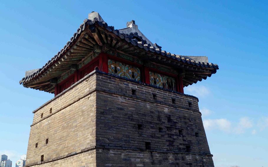 The northwestern watchtower of Suwon Hwaseong Fortress in Suwon, South Korea.