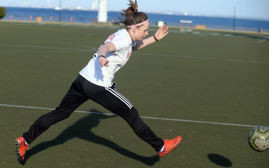 Senior Lucy Mock is part of a Nile C. Kinnick girls soccer team sporting plenty of veterans and youngsters not new to the game.