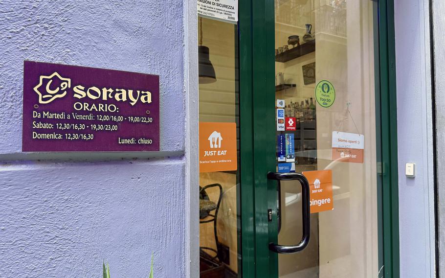 The entrance to Soraya Persian Taberna and Tea House in Naples, Italy,
