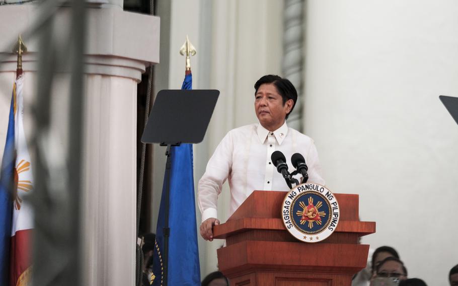 Ferdinand Marcos Jr., the Philippines' president, during the swearing-in ceremony at the Old Legislative Building in Manila, Philippines, on June 30, 2022. 