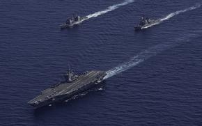 U.S. Navy George Washington Carrier Strike Group participates in dual carrier operations alongside Royal Navy HMS Prince of Wales Carrier Strike Group while underway in the Timor Sea, as part of Talisman Sabre, July 18, 2025. U.S. Navy Nimitz-class aircraft carrier USS George Washington (CVN 73) sails in formation with U.S. Navy Ticonderoga-class guided-missile cruiser USS Robert Smalls (CG 62), U.S. Navy Arleigh Burke-class guided-missile destroyer USS Shoup (DDG 86), Royal Navy Queen Elizabeth-class aircraft carrier HMS Prince of Wales (R09), Royal Navy Daring-class air-defence destroyer HMS Dauntless (D33), British Royal Fleet Auxiliary Tide-class tanker RFA Tidespring (A136), Royal Australian Navy Hobart-class air warfare destroyer HMAS Sydney (DDG 42), Royal Norwegian Navy Fridtof Nansen-class frigate HNoMS Roald Amundsen (F311), and Royal Canadian Navy Halifax-class frigate HMCS Ville de Québec (FFH 332). Talisman Sabre is the largest bilateral military exercise between Australia and the United States advancing a free and open Indo-Pacific by strengthening relationships and interoperability among key allies and partners, while enhancing our collective capabilities to respond to a wide array of potential security concerns. (U.S. Navy photo by Mass Communication Specialist 2nd Class Tyler Crowley)