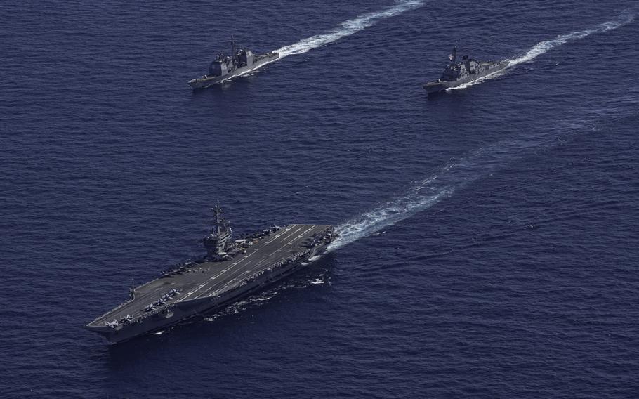 Three ships cruising.