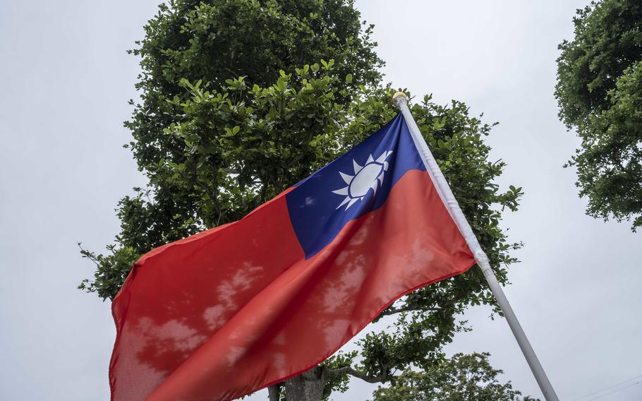 A Taiwanese flag in Taipei, Taiwan, on May 24, 2022. 