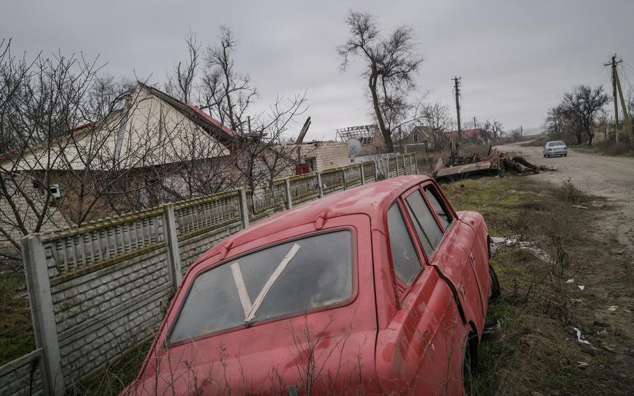 Destruction in the village of Oleksandrivka, Ukraine, on Jan. 21. Only 16 of the village’s roughly 2,000 residents remained during months of Russian occupation. Others are now starting to return.