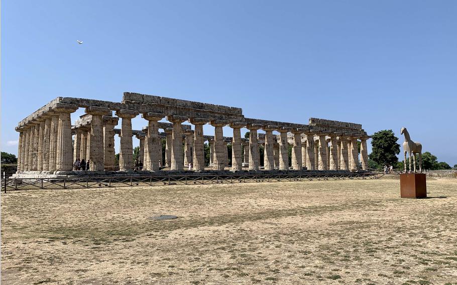 Built from 560 to 520 B.C, the Temple of Hera is the oldest of the three temples at the ruins of Paestum in Italy. 