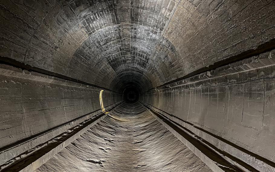 Much of the former West German government's bunker in Bad Neuenahr-Ahrweiler, Germany, has been restored to its former condition as a railway tunnel. After the collapse of the Soviet Union and the fall of the Berlin Wall, the bunker was considered obsolete and maintenance costs exceeded its benefit. 