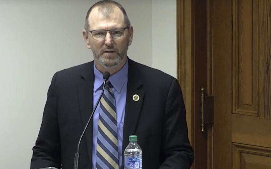 Retired Army Col. Philip Waldron attends a Georgia Senate subcommittee hearing on Dec. 3, 2020. 