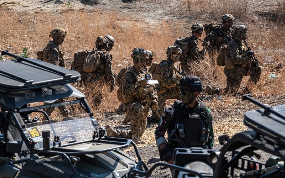 Members of Marine Rotational Force - Darwin train with live fire in East Java, Indonesia, during the Super Garuda Shield exercise, Sept. 11, 2023.