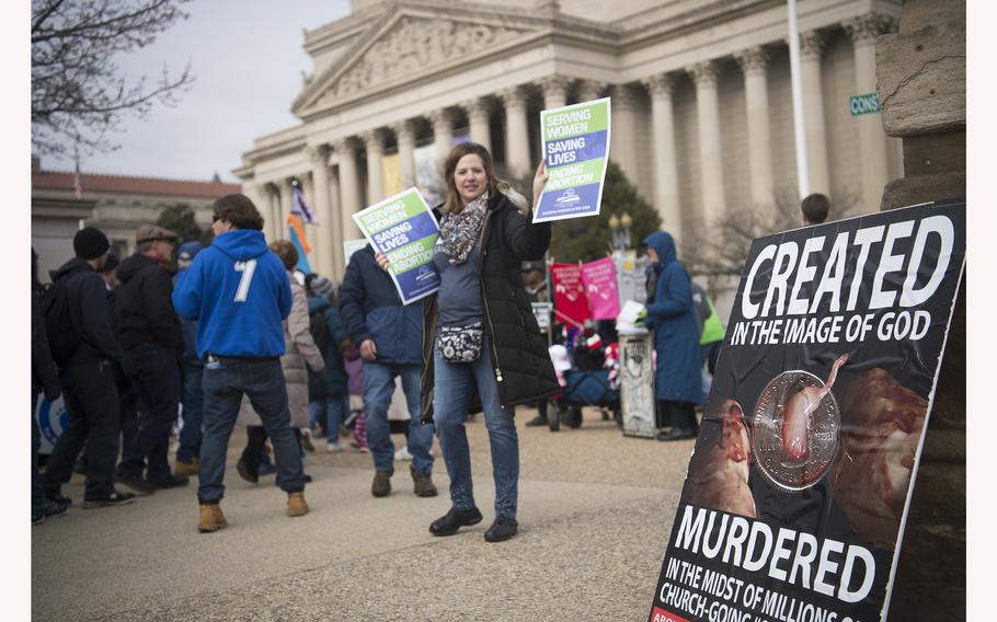 Pro-life activists protest against abortion practices during a March for Life rally on Jan. 24, 2020, in Washington, D.C.       