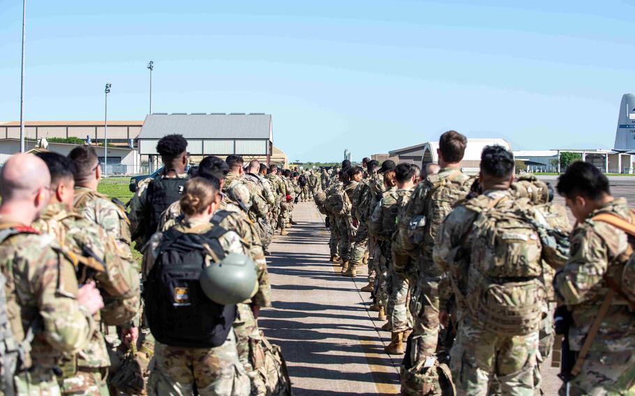 Troops lined up. 