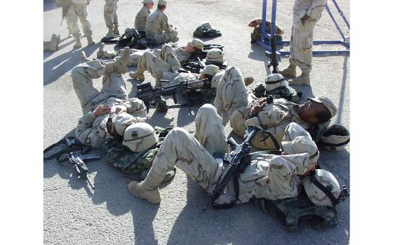 Qayyaray West Airfield, Iraq, Jan. 5, 1991:  Soldiers with the 1st Brigade of the 101st Airborne Division, prepare to board the Big Blue Bus to Freedom Monday at Qayyaray West Airfield in Iraq. This is the first Rest and Relaxation trip for many as well as their first day off since they arrived 8 months ago.       

Looking for Stars and Stripes’ Gulf War coverage? Subscribe to Stars and Stripes’ historic newspaper archive! We have digitized our 1948-1999 European and Pacific editions, as well as several of our WWII editions and made them available online through https://starsandstripes.newspaperarchive.com/

META TAGS: Gulf War; Iraq; U.S. Army; 