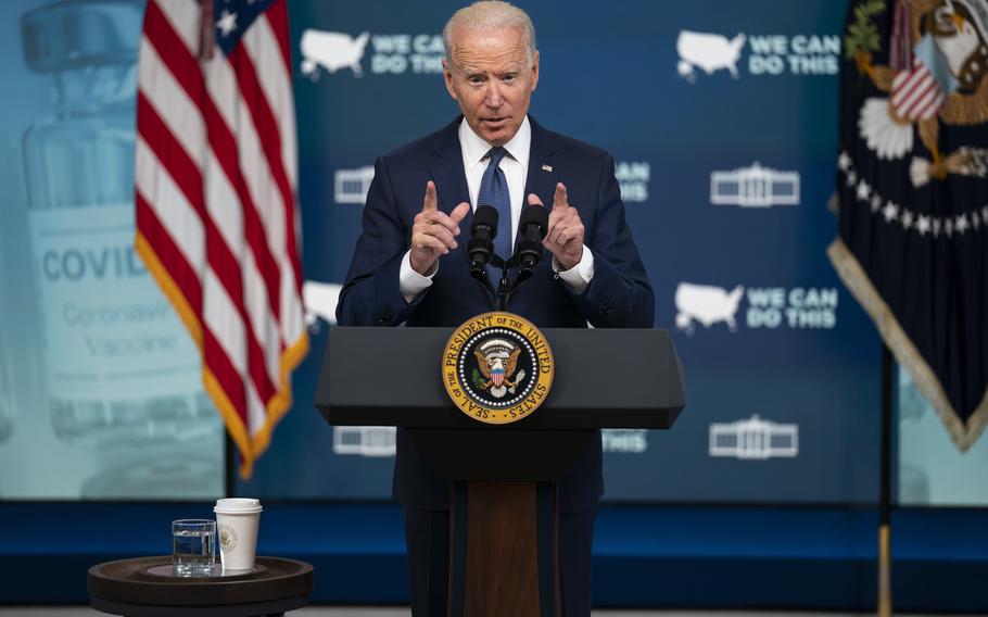 President Joe Biden speaks about the COVID vaccination program during an event in the South Court Auditorium on the White House campus on Tuesday, July 6, 2021, in Washington. 