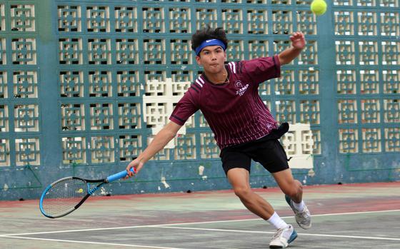 Gabe Rayos of Zama teamed with Kai Fredendall to reach the Far East boys doubles semifinals.