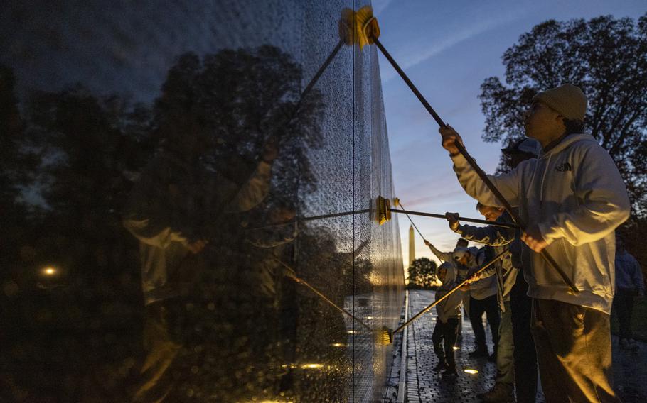 NewDay USA and other volunteers wash Vietnam Veterans Memorial ahead of Veterans Day, which is Nov. 11.