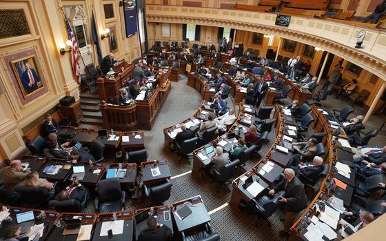 The House of Delegates meets during a session of the Virginia General Assembly in Richmond on Feb. 24, 2023.