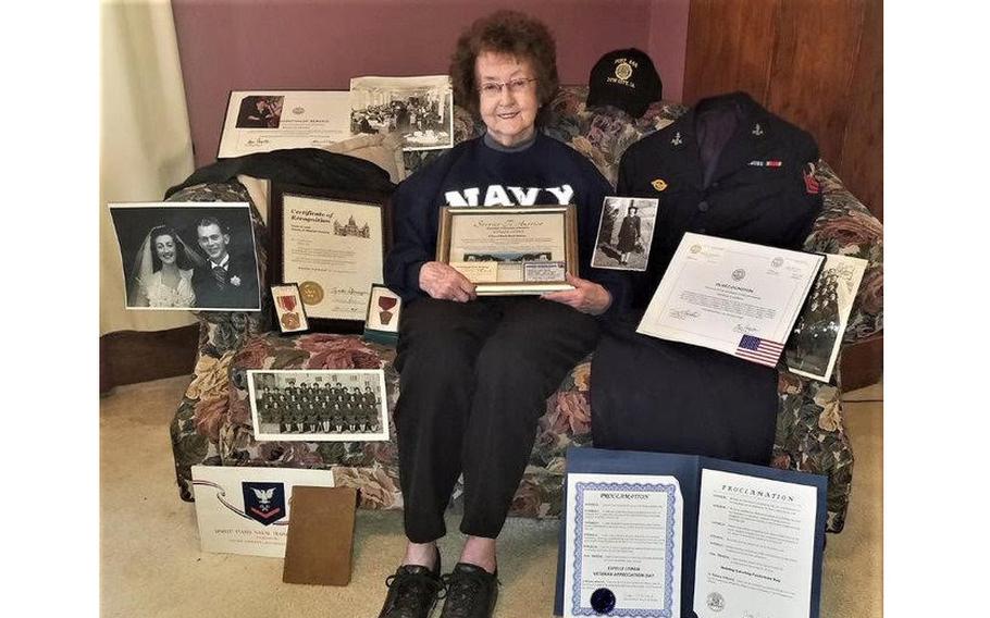 Estelle J. (Busch) Leinen, one of the few remaining Navy WAVES, turns 100 on April 16, 2022.