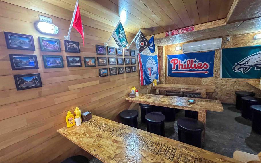 Inside Philadelphia Cheesesteaks in Pyeongtaek, South Korea, you’ll find posters of celebrities and sports teams associated with the City of Brotherly Love. 
