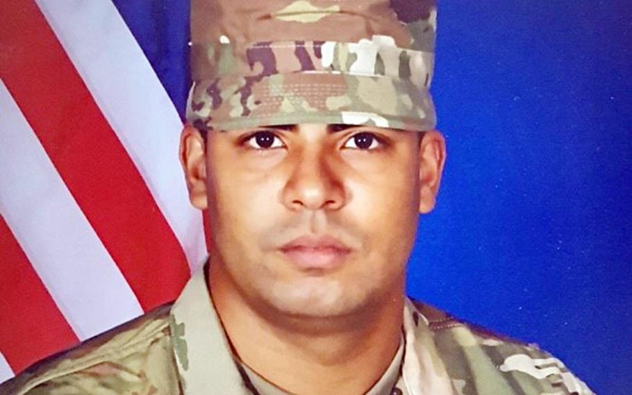 Army Spc. Luis Taveras, 27, his wife, Lisbeth, 30, and their son, Luis, 16 months, were killed when their vehicle collided with a tow truck near Camp Humphreys, South Korea Monday, Nov. 1, 2021. 