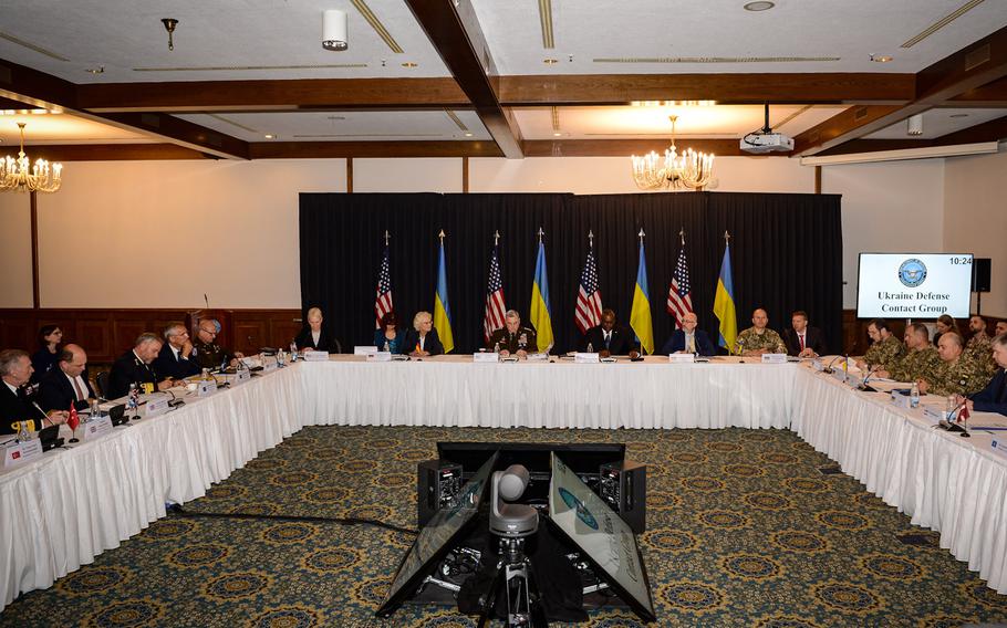 Defense officials meet for the Ukrainian Defense Contact Group at Ramstein Air Base, Germany, Sept. 8, 2022. Senior officials from dozens of nations gathered at the base to discuss Ukraine-related security issues for the second time this year.