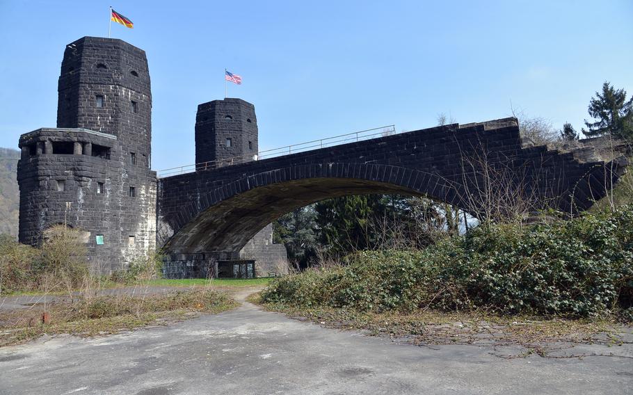 The remnants of the Ludendorff bridge on the west bank of the Rhine River in Remagen, Germany. Despite the Nazis’ attempt to destroy the bridge it was captured intact by 9th Armored Division soldiers on March 7, 1945, enabling thousands of troops to pour over to the eastern side of the Rhine. The battle for the bridge was the subject of the 1956 book, “The Bridge at Remagen,” and a 1969 film of the same name.