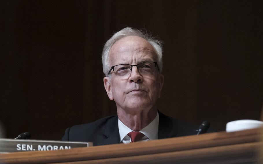 Sen. Jerry Moran, R-Kan., attends a hearing on Capitol Hill in Washington, D.C., on April 27, 2022.