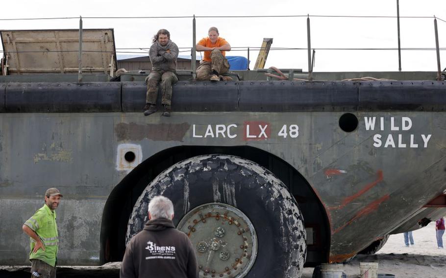 Two Vietnam-era amphibious vehicles sit on Cove beach in Brigantine, Tuesday, May 24, 2022.